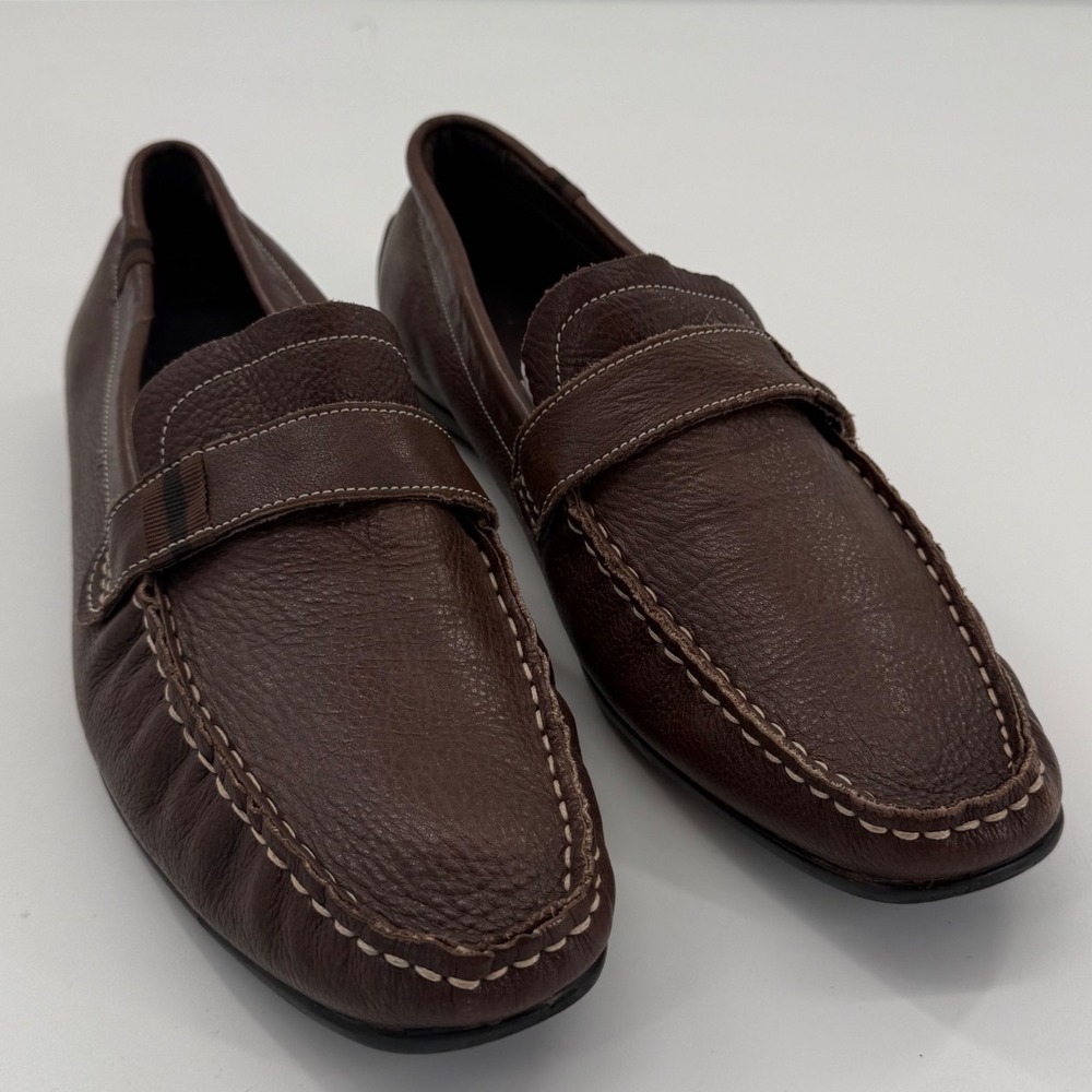 Bacco Bucci Studio Driver Loafers 9.5 Leather Slip On Quiet Luxury Sophisticated